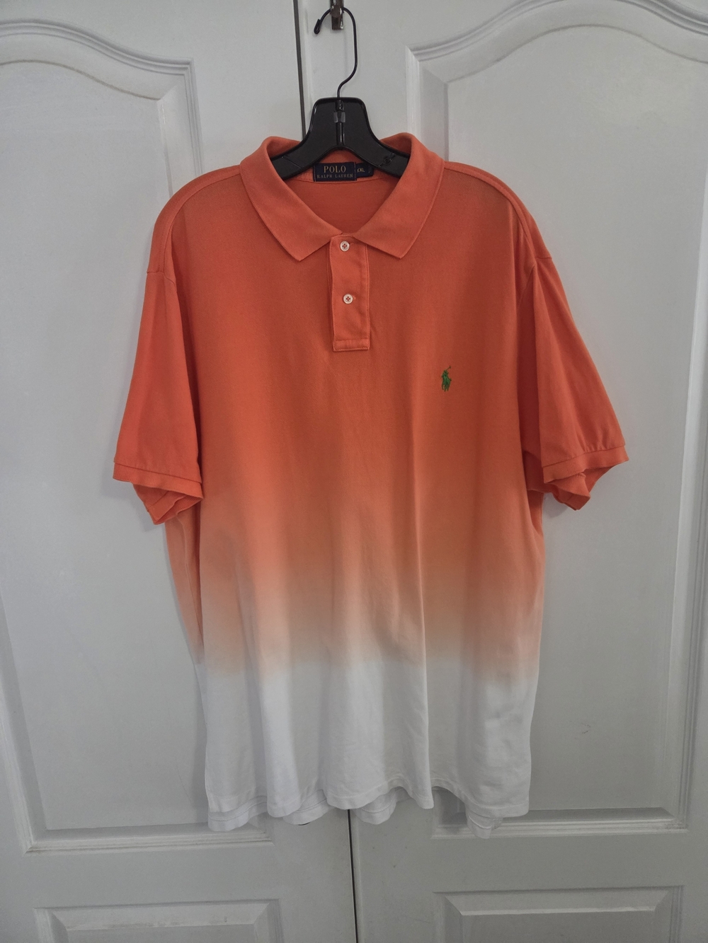 Polo by Ralph Lauren Orange-to-White Ombre Polo with Green Logo